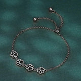 Pulseira Patinha de Gato em Prata de Lei — Tamanho Ajustável