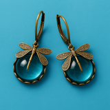 Boucles d'oreilles Libellule Sphérique en Or Antique