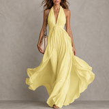 Carminho | Vestido Maxi em Chiffon com Decote Halter