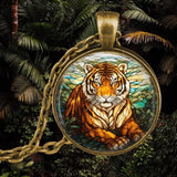 Collier pendentif en verre avec animal esprit de la forêt