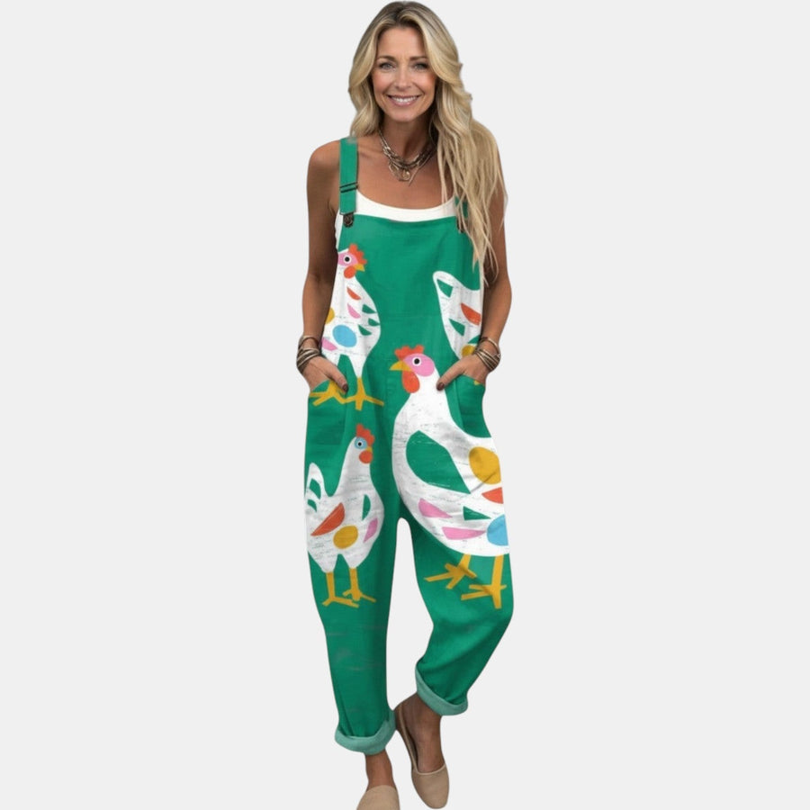 Filipa - Calças Jardineira Estampadas Confortáveis