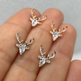 Boucles d'oreilles en bois de cerf avec zircons clairs