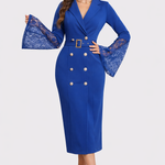 Jéssica | Vestido Midi com Mangas em Renda