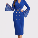 Jéssica | Vestido Midi com Mangas em Renda