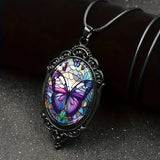 Collier pendentif papillon avec cristal violet