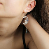 Boucles d'oreilles bohèmes chat en zircon bleu en argent sterling