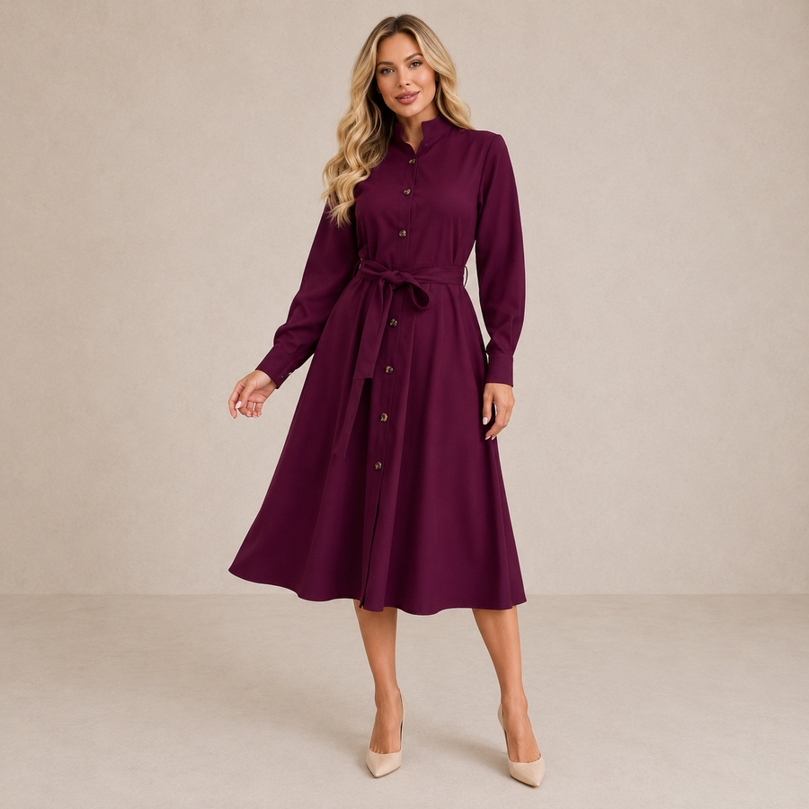 Lisa | Vestido Midi com Cinto Fino