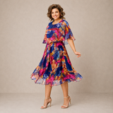 Luana | Vestido Midi de Flores Coloridas
