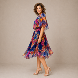Luana | Vestido Midi de Flores Coloridas