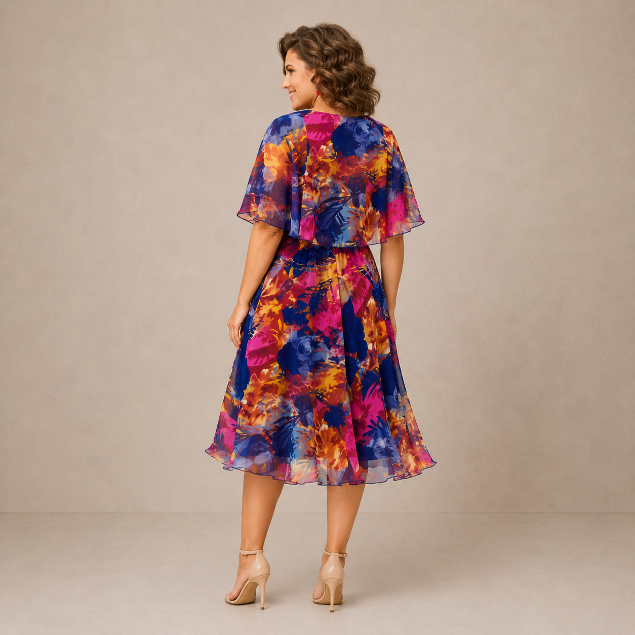 Luana | Vestido Midi de Flores Coloridas
