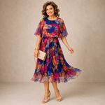 Luana | Vestido Midi de Flores Coloridas