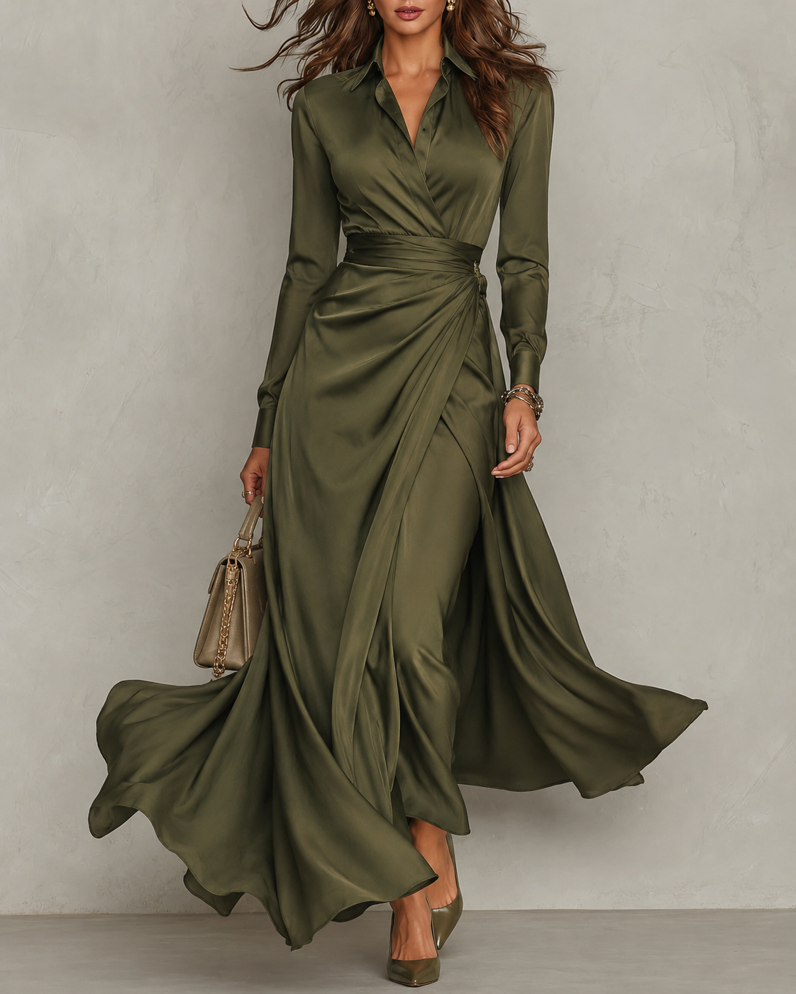 Flor | Vestido Maxi Cruzado Verde