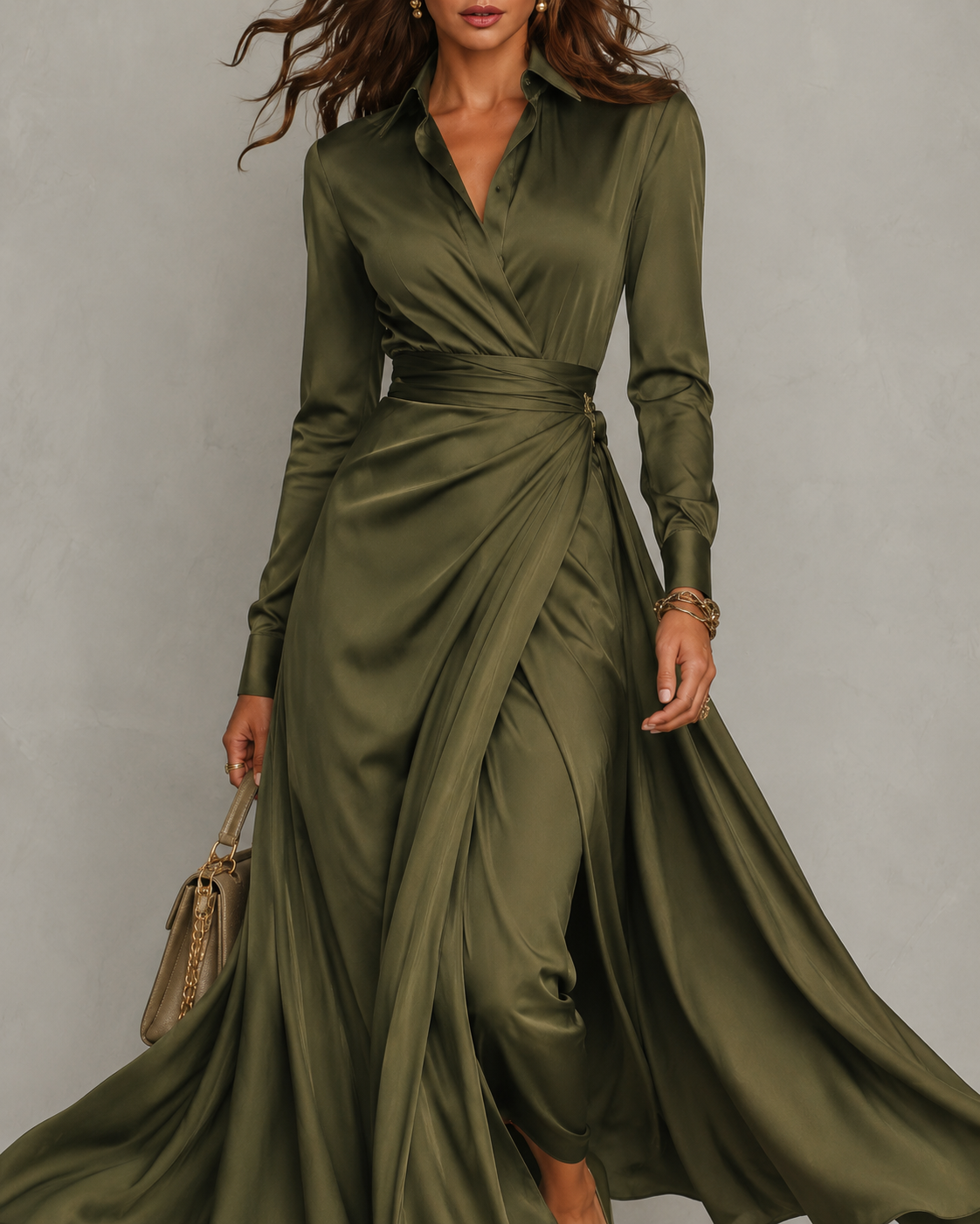 Flor | Vestido Maxi Cruzado Verde