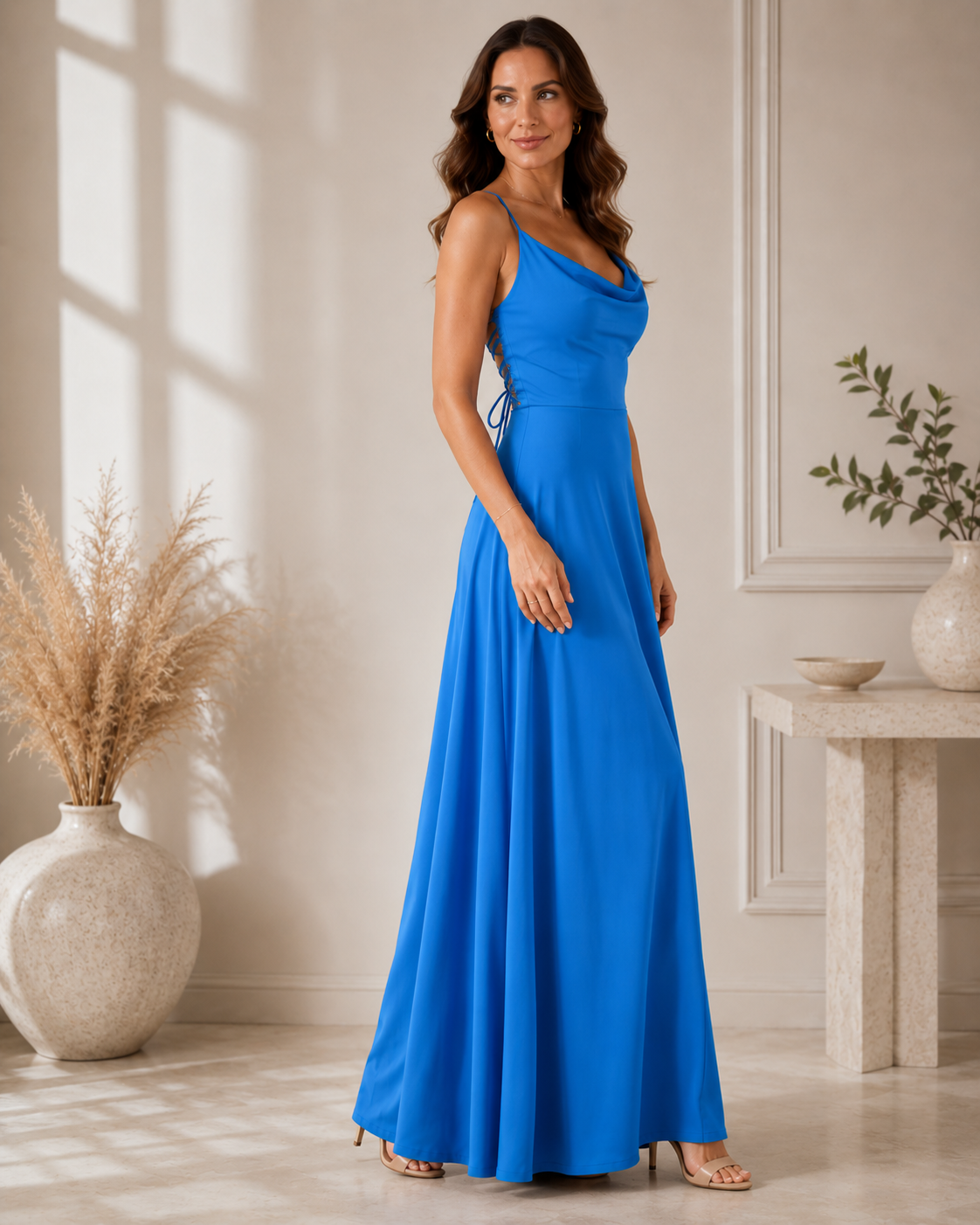 Neuza | Vestido Maxi com Decote Drapeado