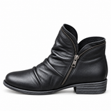 Botins de Salto Baixo com Textura