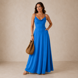 Neuza | Vestido Maxi com Decote Drapeado