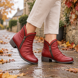 Botins de Salto Baixo com Textura
