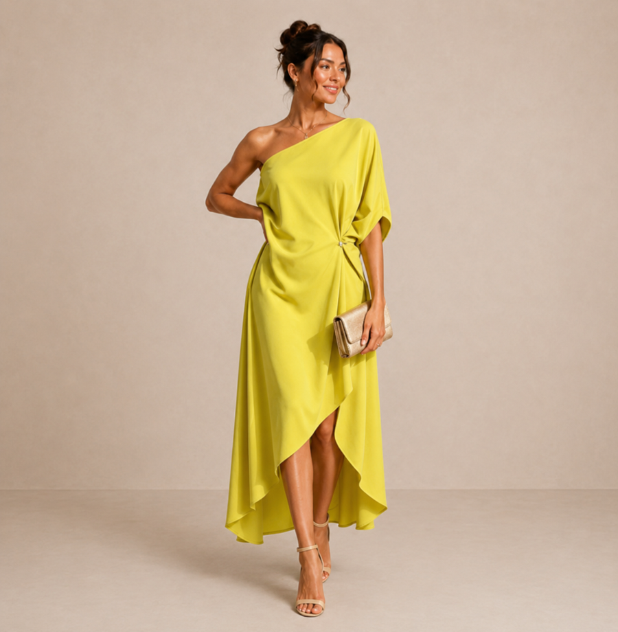 Sabina | Vestido Midi com Decote Quadrado