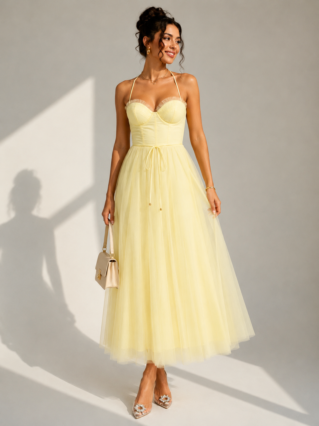 Gina | Vestido Midi com Cintura Marcada