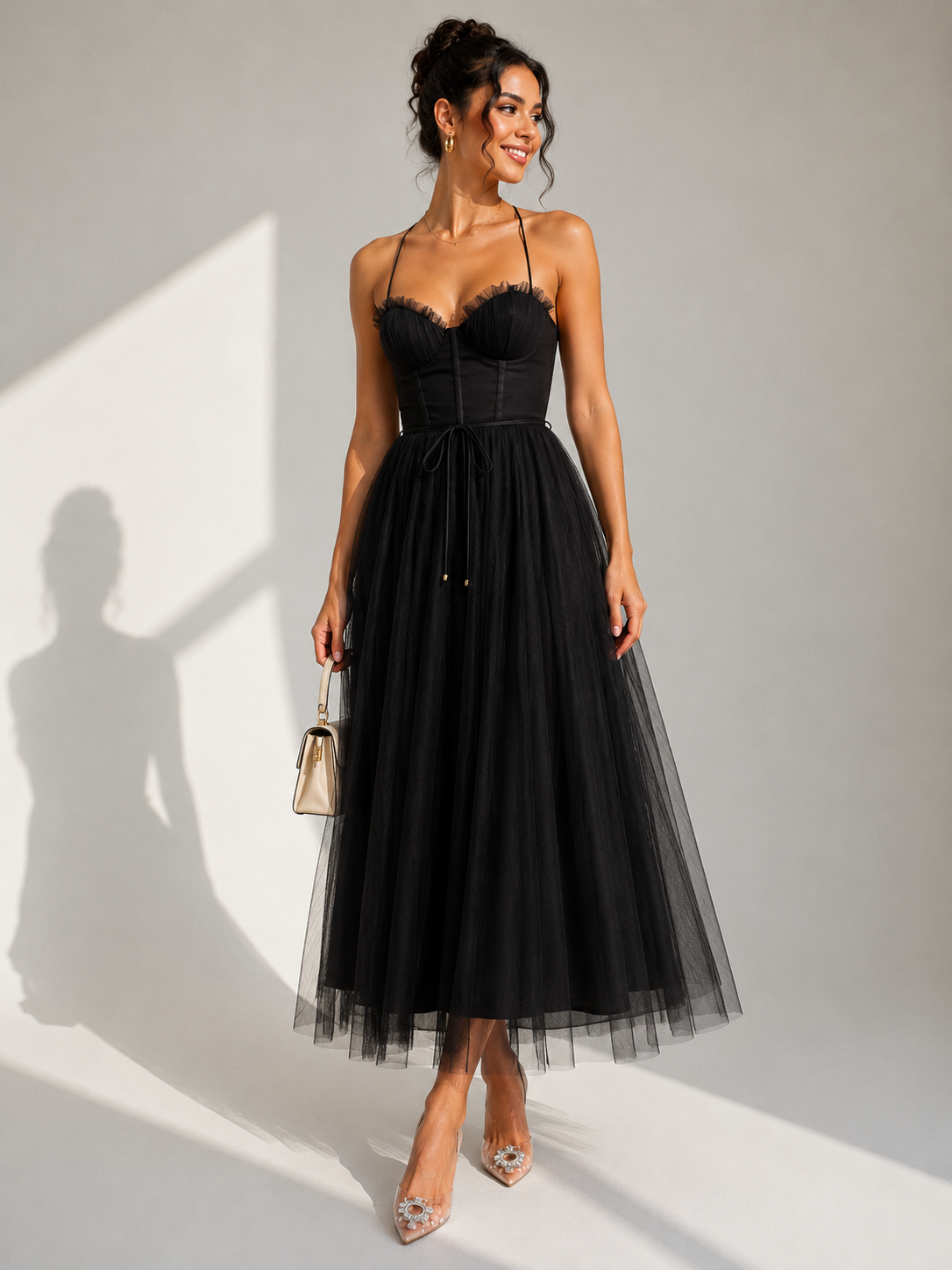 Gina | Vestido Midi com Cintura Marcada
