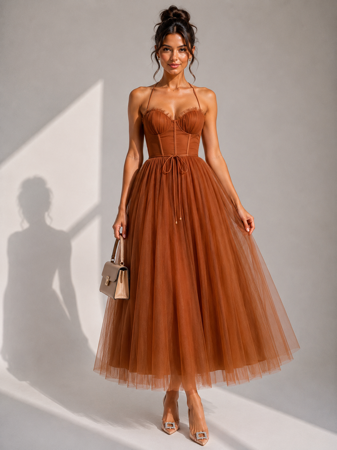 Gina | Vestido Midi com Cintura Marcada