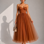 Gina | Vestido Midi com Cintura Marcada