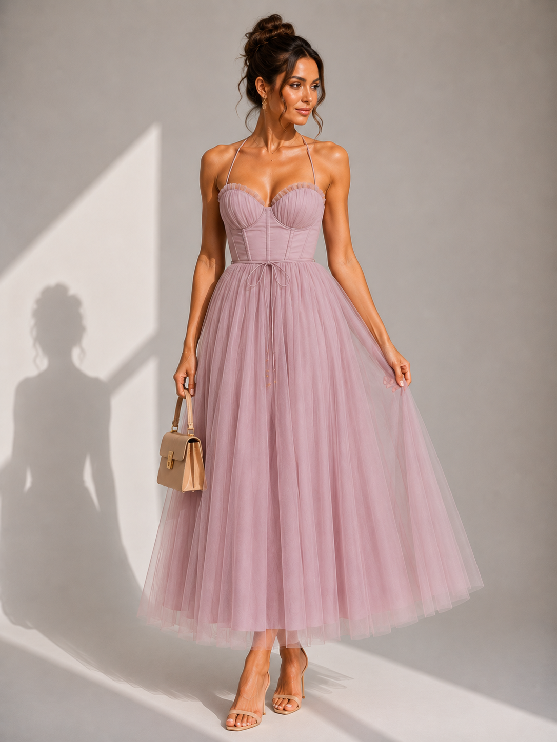 Gina | Vestido Midi com Cintura Marcada
