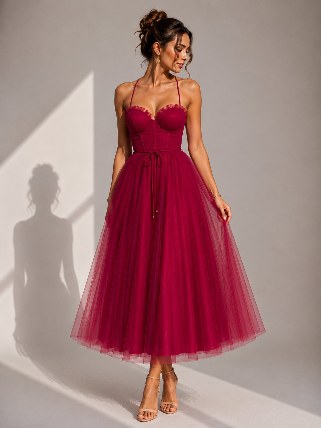 Gina | Vestido Midi com Cintura Marcada