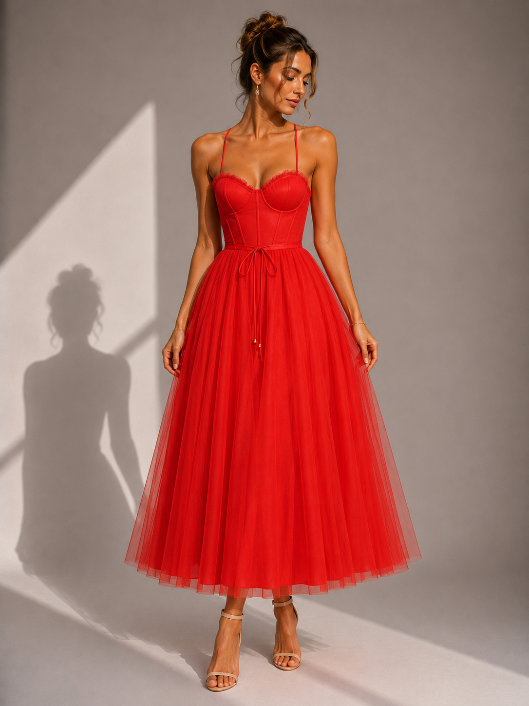 Gina | Vestido Midi com Cintura Marcada