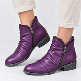 Botins de Salto Baixo com Textura