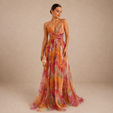 Adelina | Vestido Maxi em Chiffon Aguarela