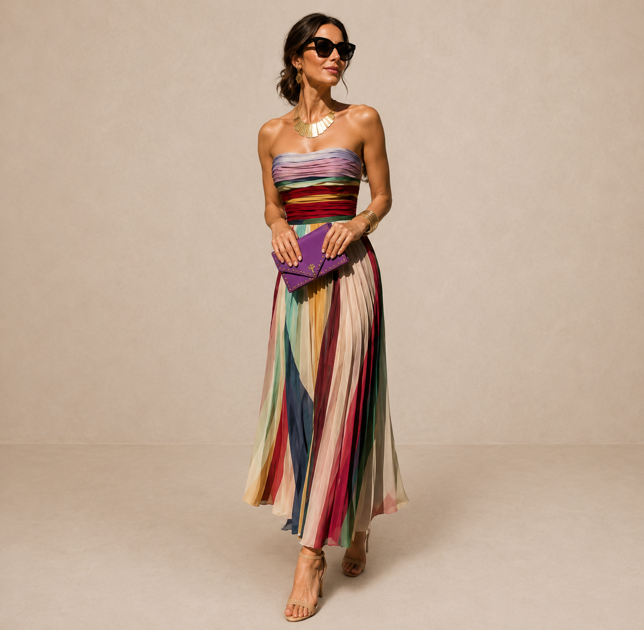Celina | Vestido Maxi Plissado Intemporal