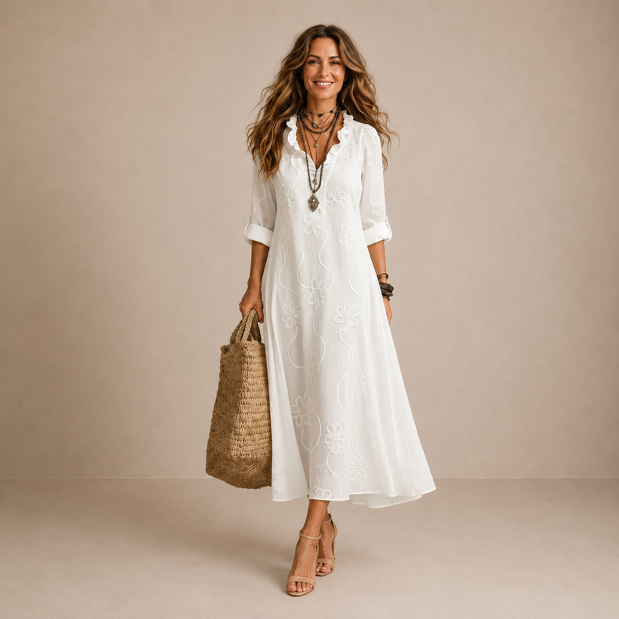 Luciana | Vestido Midi Camiseiro Descontraído