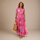 Yara | Vestido Maxi Floral com Decote em V