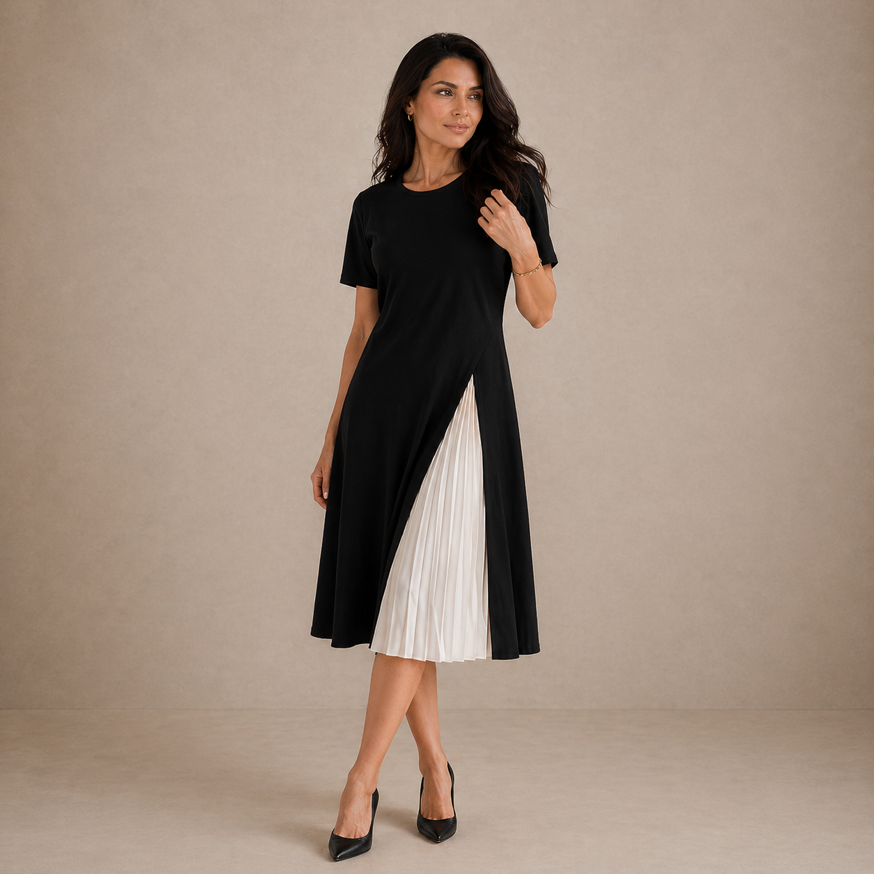 Leila | Vestido Midi com Painel Entrelaçado