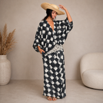 Vanessa | Vestido Maxi com Estampado Monocromático