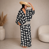 Vanessa | Vestido Maxi com Estampado Monocromático