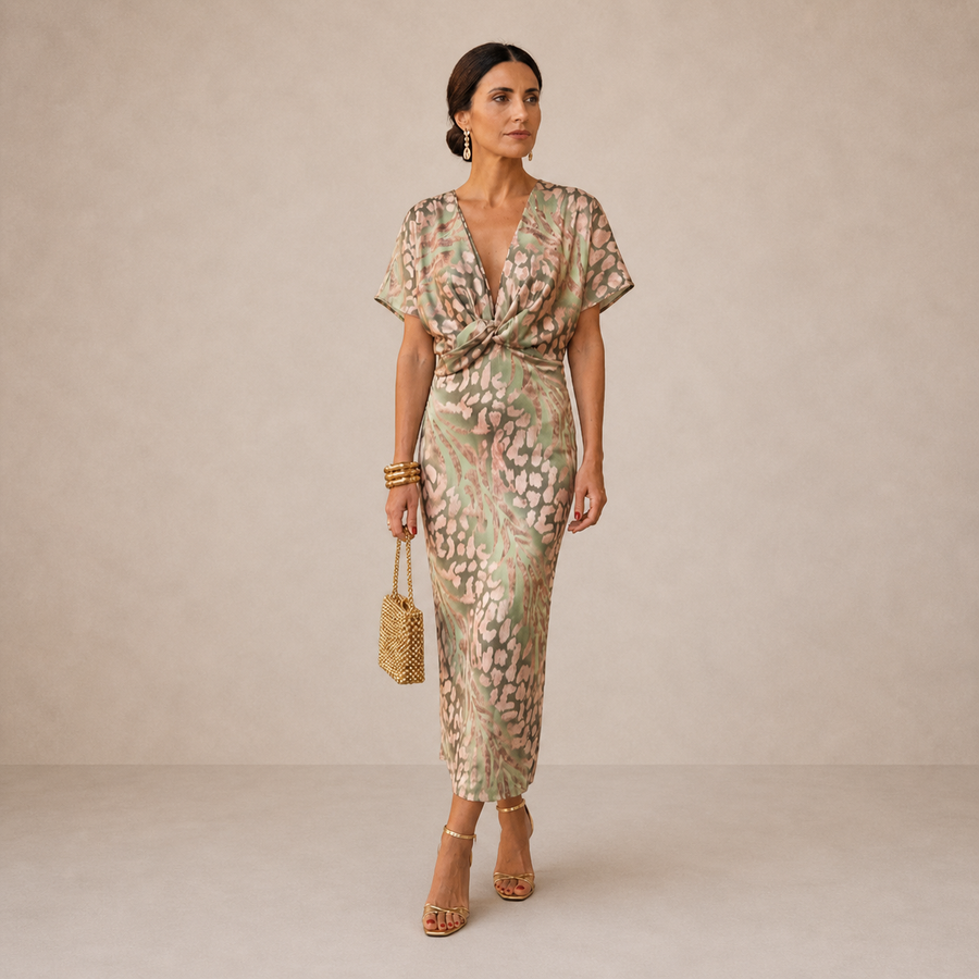 Carla | Vestido Midi com Mangas de Folho