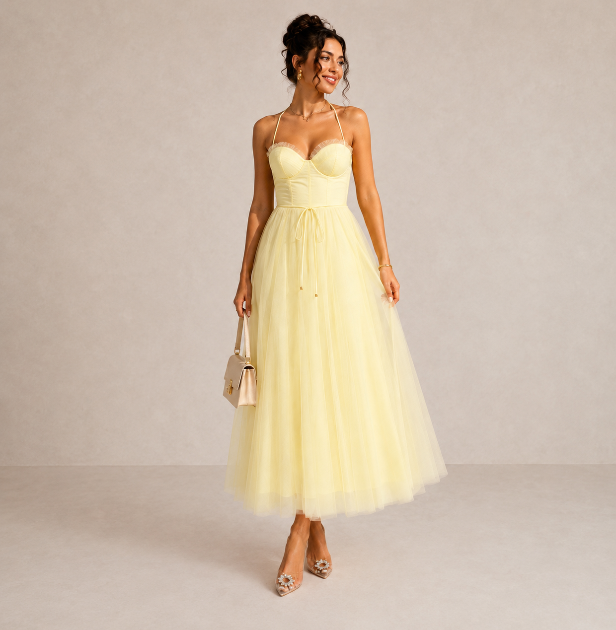 Gina | Vestido Midi com Cintura Marcada