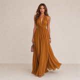 Carminho | Vestido Maxi em Chiffon com Decote Halter