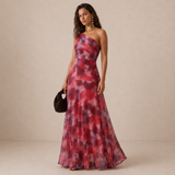 Paloma | Vestido Maxi Estampado de Um Ombro