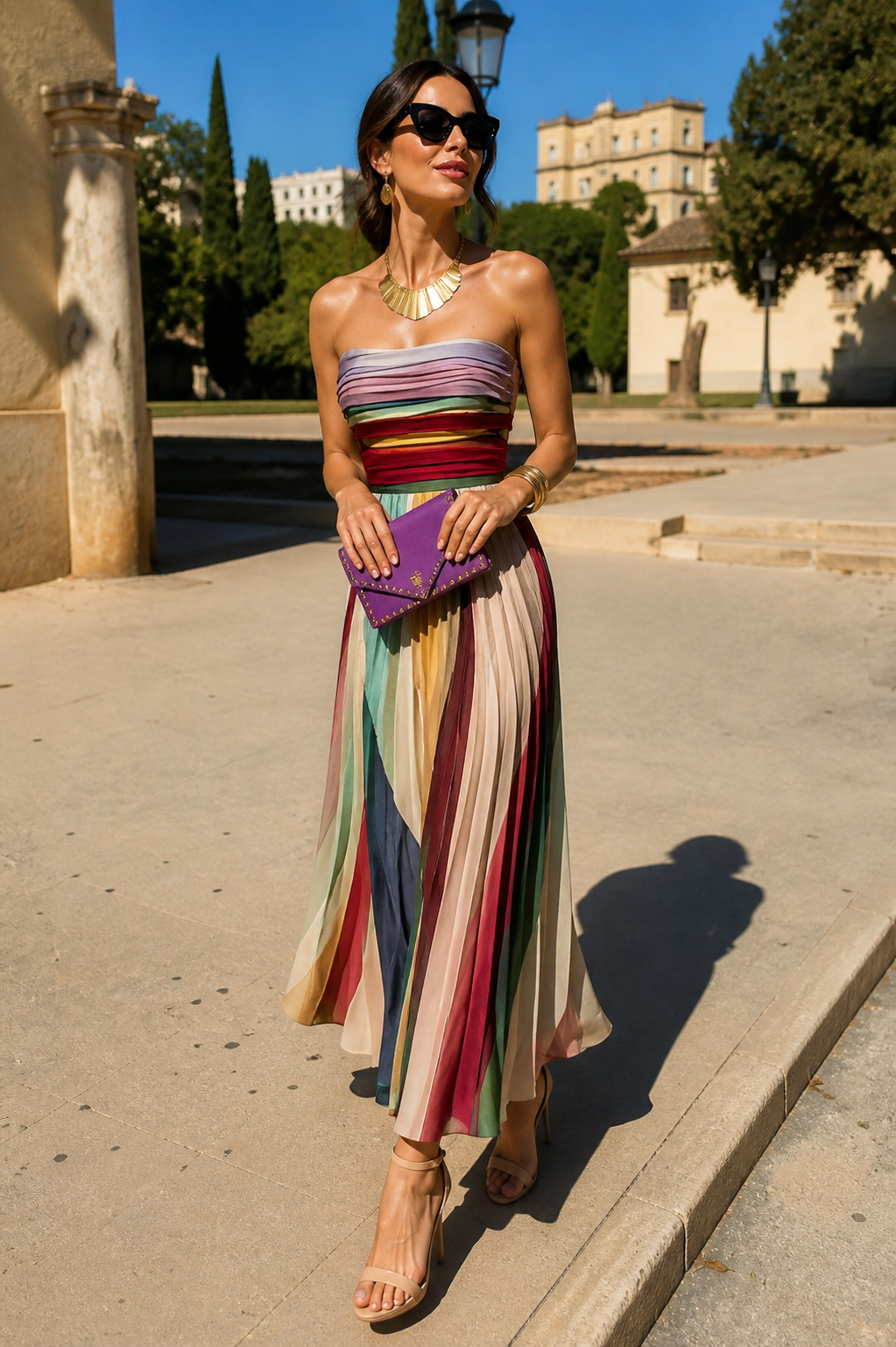 Celina | Vestido Maxi Plissado Intemporal