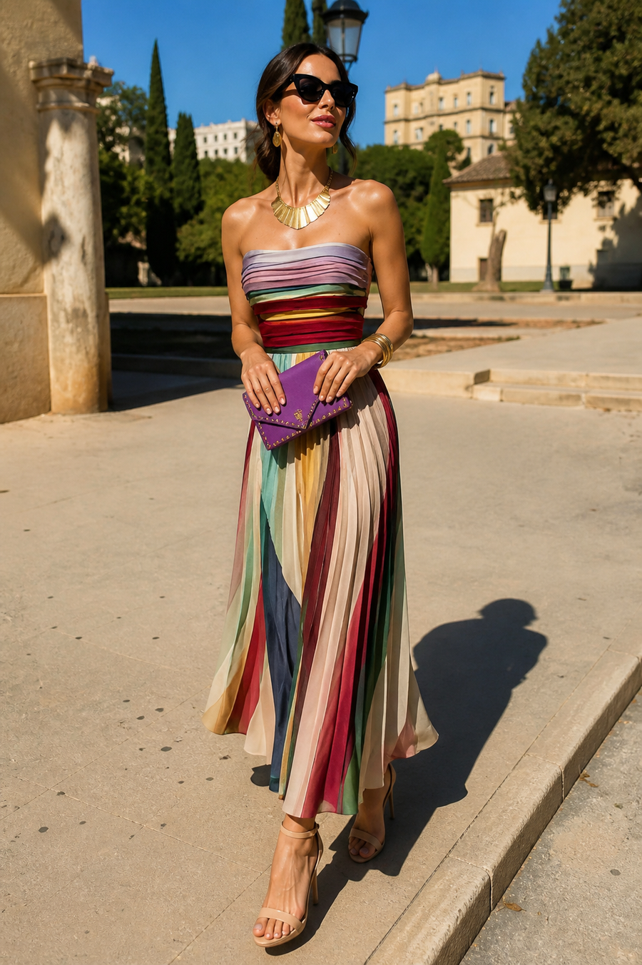 Celina | Vestido Maxi Plissado Intemporal