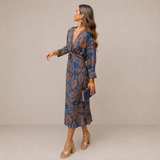 Juliana | Vestido Midi com Decote em V e Cinto