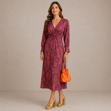 Juliana | Vestido Midi com Decote em V e Cinto