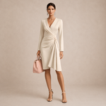 Jasmim | Vestido Midi Drapeado com Decote em V