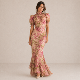 Nina | Vestido Maxi Floral com Mangas Balão
