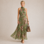Cármen | Vestido Midi Floral com Decote Halter