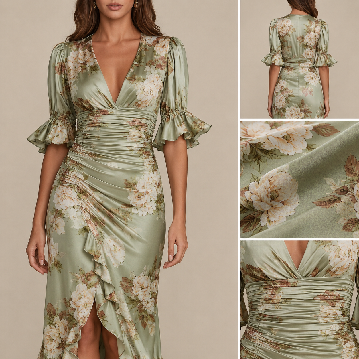 Carina | Vestido Maxi Floral Franzido