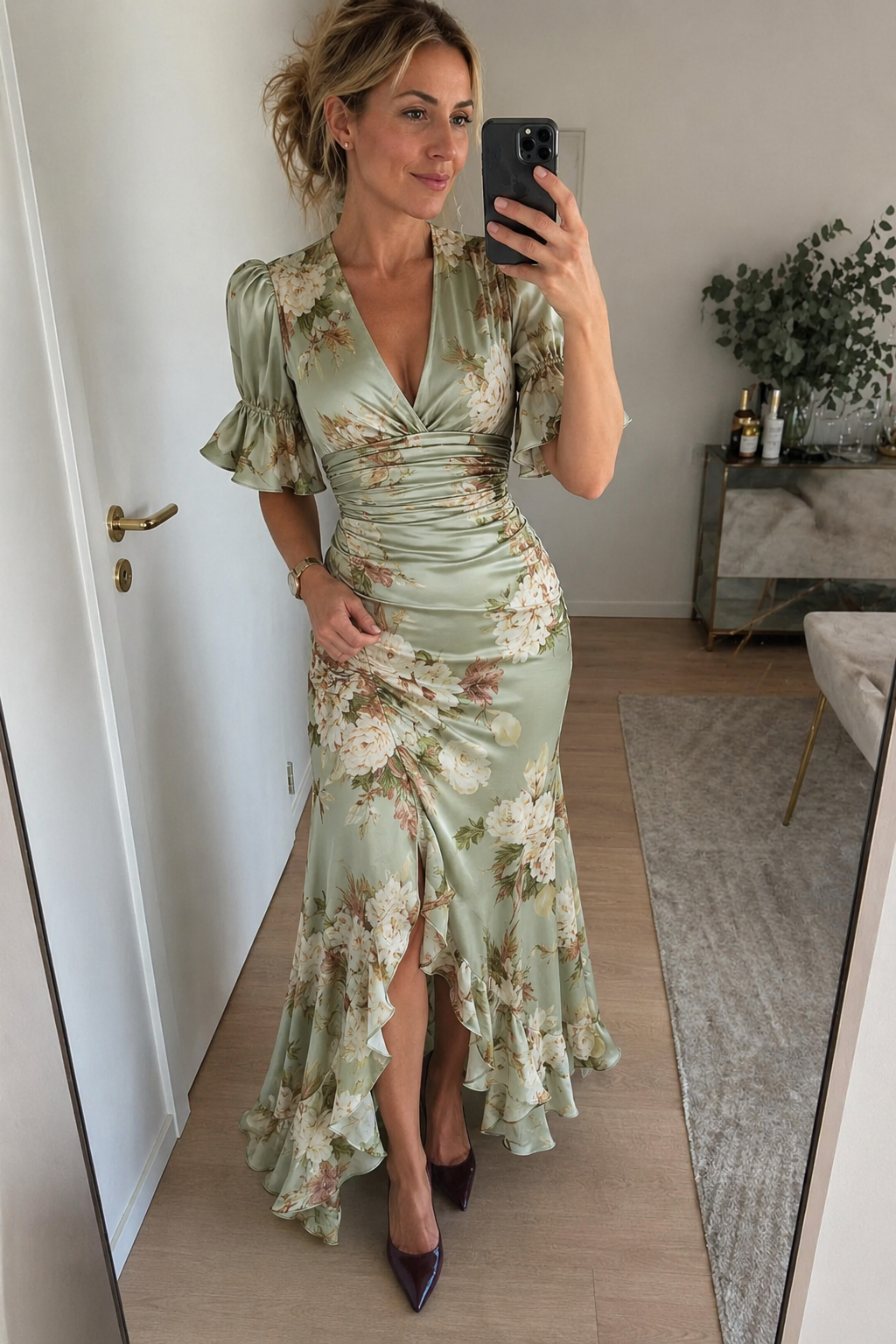 Carina | Vestido Maxi Floral Franzido